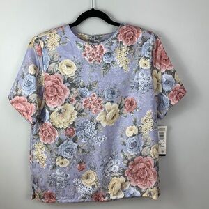 Vintage 80s Alfred Dunner Lilac Floral Tapestry Top NEW!